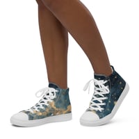 Image 5 of Celestial Night Sky Stars and Clouds Painting Women’s High Top Canvas Shoes