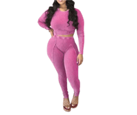 Image 4 of Tight Stripe Long Sleeve Set