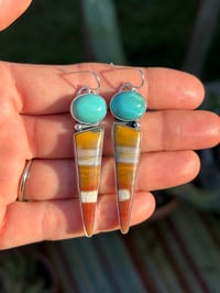 Image 1 of Turquoise + Australian Jasper Earrings 