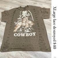 Xlarge Cowboy cream top lace destroyed