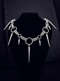 Image 4 of Gothic / metal / punk Necklace - Box chain, big rings, spikes