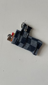 Image 1 of Checker denim lighter/chapstick holder 