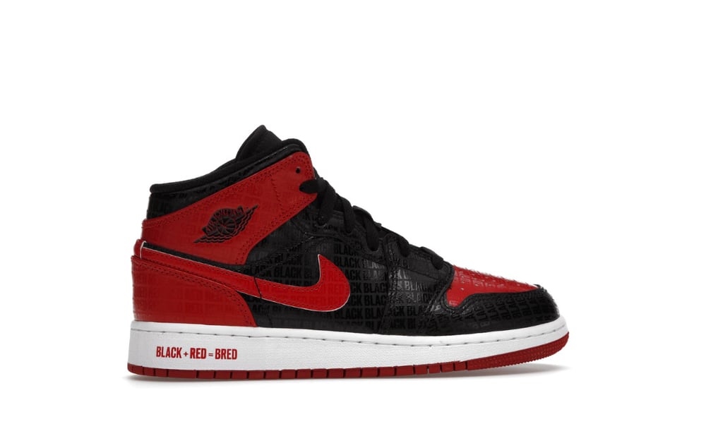 Image of Jordan 1 Mid "Bred Text"