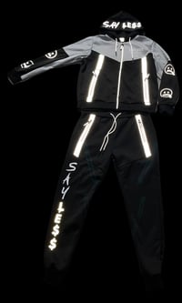 Image 2 of Two-Tone Fleece Sweat-Suit (Black/gray)