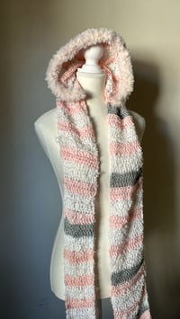 Image 4 of plush hooded scarf