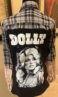 Image 1 of Vintage Black/White/Peach Ombre Flannel Shirt Dolly Parton