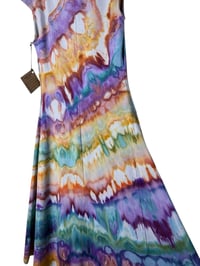 Image 8 of XS Stretch Knit Fit and Flare Midi Dress in Earthy Agate Ice Dye