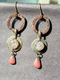Image 2 of Opal resin earrings (red drops)