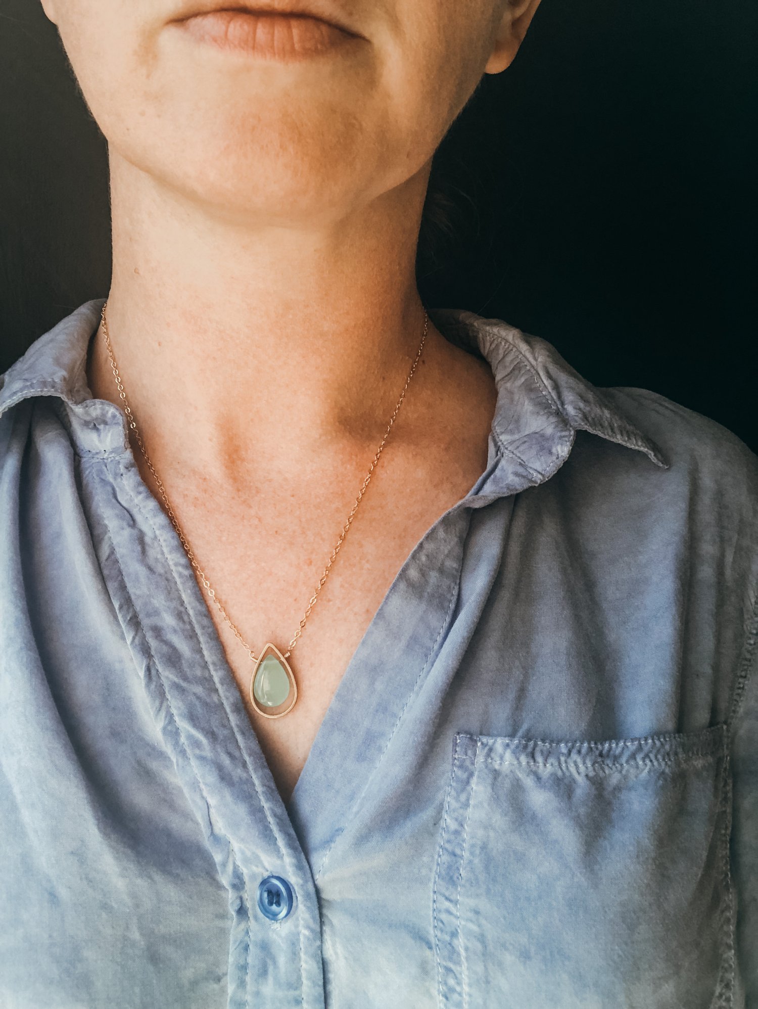 Image of Chrysoprase Teardrop Necklace