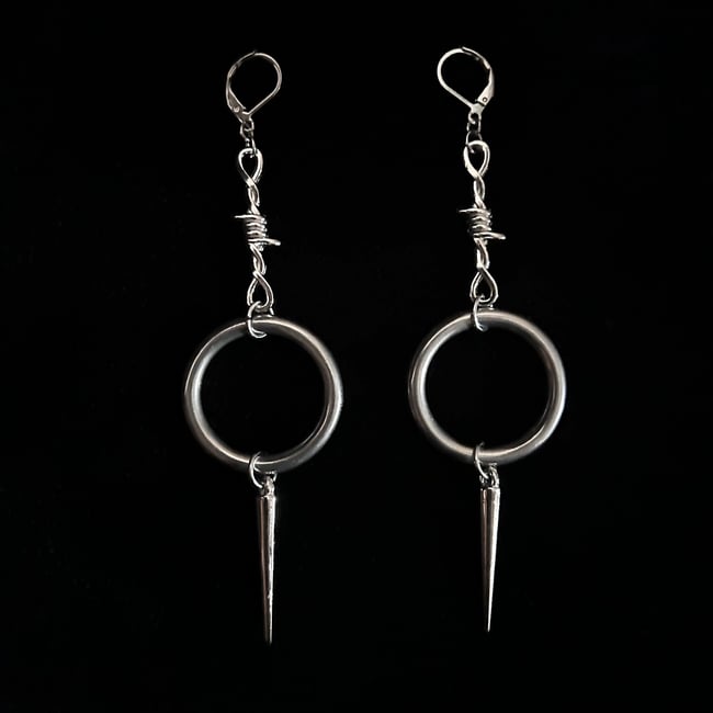 barbed wire o-ring earrings