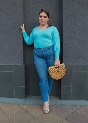 Image of Beverly Cuff Sleeve Top in Bayside Blue