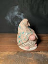 Ceramic Pink and Blue Gnome Decorative Insence Cone Burner 