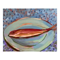 Image 1 of Red Mullet on Blue Polka Dots