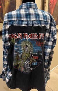 Vintage Blue/Black/White Flannel Iron Maiden 