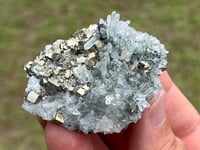 Image 5 of Cubic Pyrite & Fine Quartz Points Cluster Bulgaria Specimen #2613