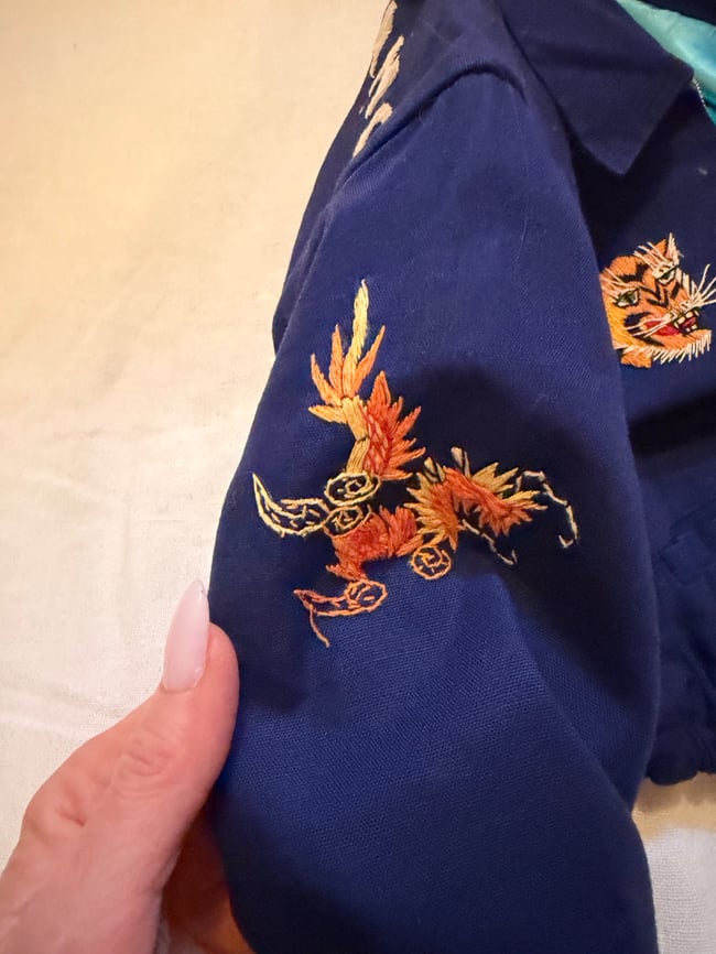 vintage children's authentic Japanese Sukajan jacket with hand embroidery 