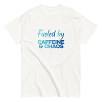 Image 1 of Unisex classic tee, Fueled by Caffeine & Chaos T-Shirt | Funny Coffee Lover Chaos Humor Graphic Tee
