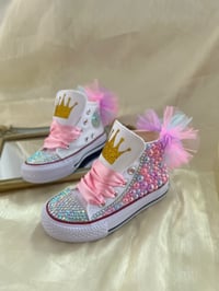 Image 3 of Toddler girl Kids bling pearl canvas shoes