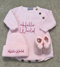 Pink Hello World Booties Set
