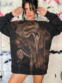 Image 4 of “MELANCHOLY” CUSTOM BLEACH PAINTED PULLOVER SWEATER LARGER