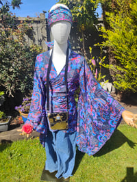 Image 1 of Tulum co ord set - wrap skirt and top 6-14 uk black flora