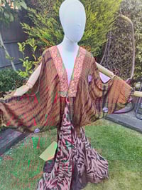 Image 6 of Wanderlust maxi dress Sari tie dye TAN & leopard 8- 18 uk