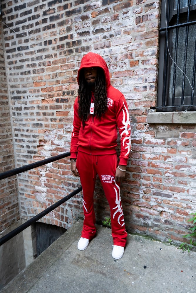 Image of DJA Distressed Sweatsuit ( Red )
