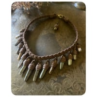 Image 2 of The Empress Necklace - Mixed Jaspers and Dusty Brown Leather Trois