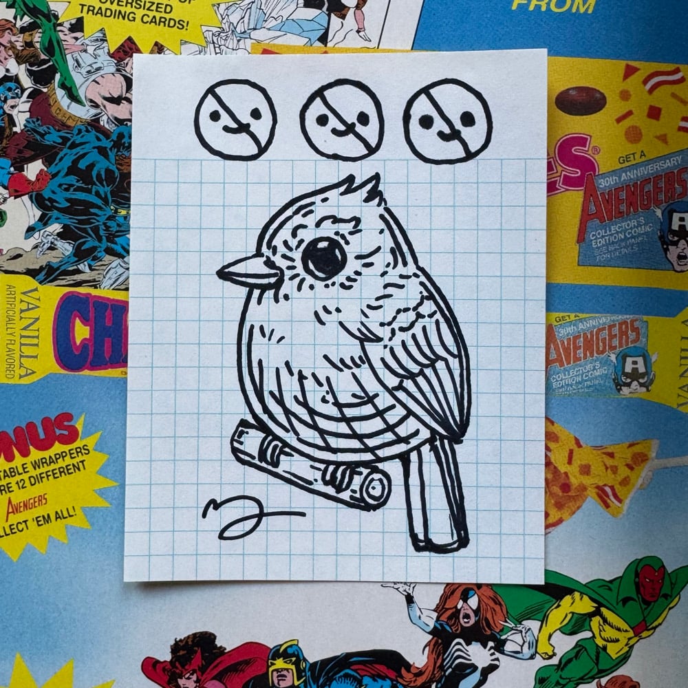 Image of Fat Bird Sharpie Sketch #129