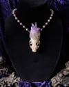 Lavender Quartz Mink Skull - Necklace