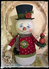 Snowman cardinal folk Art original winter Christmas doll