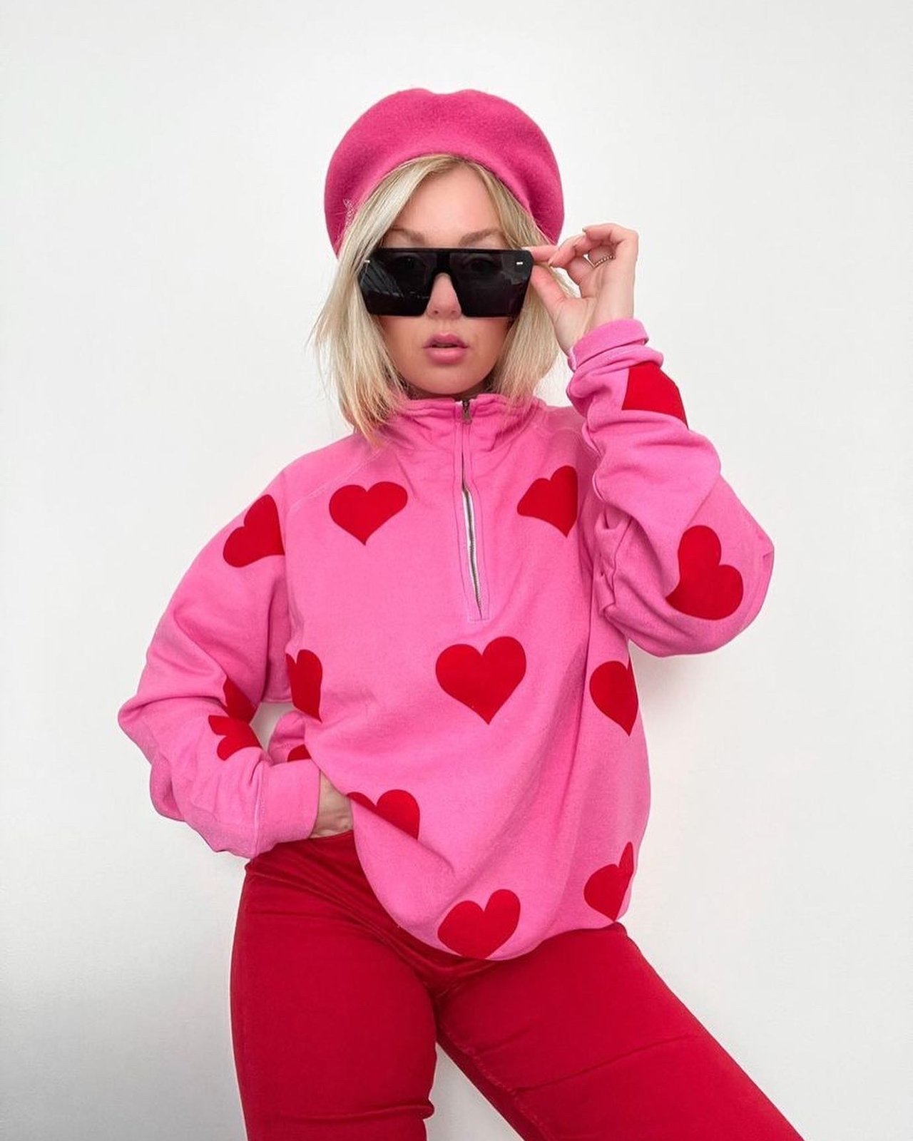 light pink heart sweater