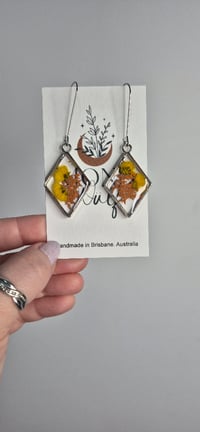 Image 2 of Rustic Pressed Flower Resin Earrings  