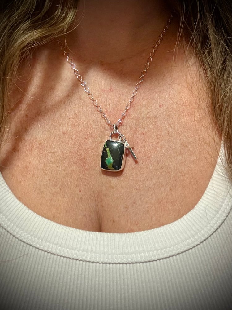 Image of Dainty Blackjack & Cross Necklace  🩵