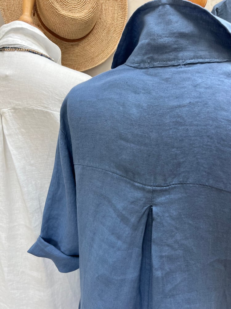 Image of Robe En Lin Daphné Bleu Jeans