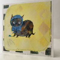 Image 6 of Small square art print -tortie kitten 