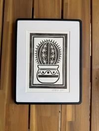 Framed Cactus Linocut