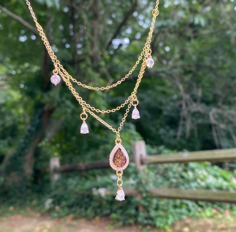 Image of ✨Wine Sparkle Teardrop Choker Necklace ✨