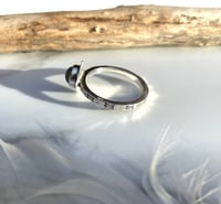 Image 2 of Handmade Sterling Silver Blue Labradorite Stamped Dainty Ring 