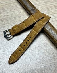 Image 1 of Honey nubuck Alligator watch strap with full hand-stitching