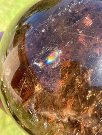 Image 11 of Large Smoky Quartz With Golden Rutile Sphere #1770