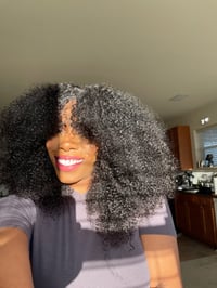 Image 1 of 22 inch KINKY CURLY 4x4 LACE CLOSURE wig WITH BANGS