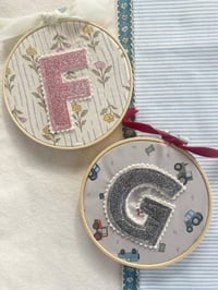 Image 2 of Fabric Glitter Initial Hoop