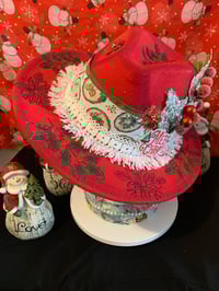 Image 4 of "Joy to the World" Hand-Burned Narrow Brim Christmas Hat