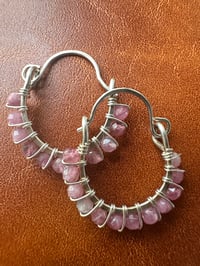 Image 2 of Pink Tourmaline Swing Hoop Earrings