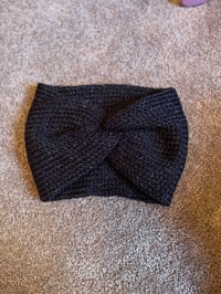Image 1 of "Criss-Cross Cozy Boss" Charcoal Black Ear Warmer 