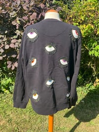 Image 4 of Upcycled Black Sweater With Handpaind Eye Patches