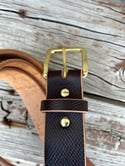 Horween Leather Belt - Dark Brown Winchester Hatch Grain Veg Tan - 1.5"