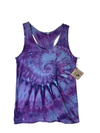 Image 2 of XL Ladies Racerback Tank in Purple Haze Spiral Ice Dye