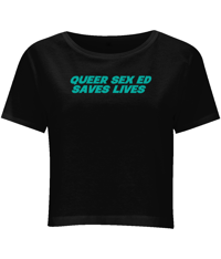 Image 2 of queer sex ed saves lives - baby tee 